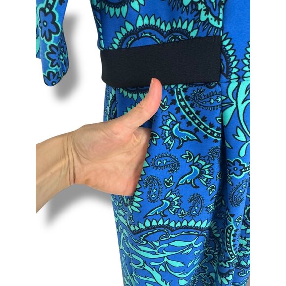 Gabby Skye Paisley Print Ultra-Soft Sheath Dress with Pockets Size 14 New Spring - Picture 3 of 9